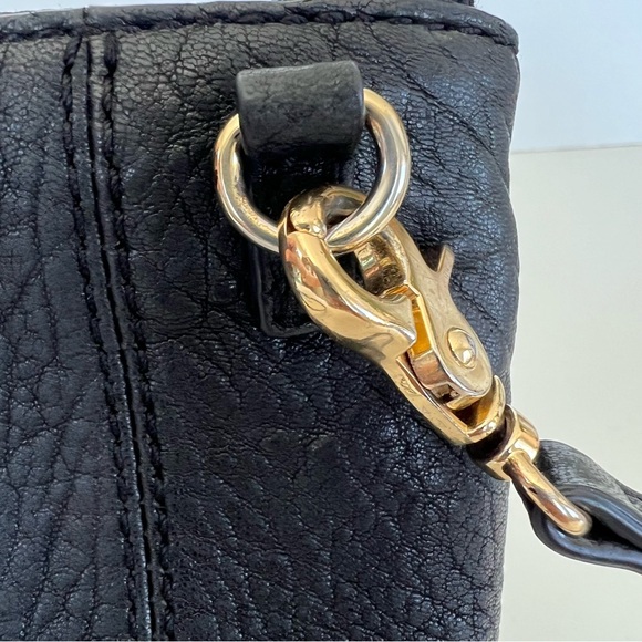 BOTKIER Logan Convertible Wristlet Black Pebbled Leather Shoulder Bag Crossbody - Picture 14 of 16